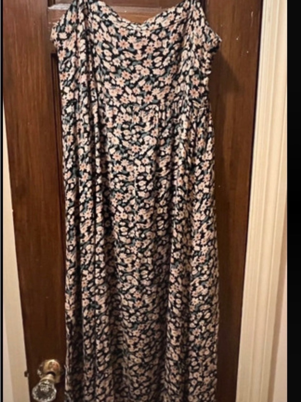 NATURAL LIFE Black Floral Sundress with Blush and Teal Accents